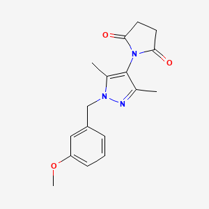 molecular formula C17H19N3O3 B10927519 1-[1-(3-methoxybenzyl)-3,5-dimethyl-1H-pyrazol-4-yl]pyrrolidine-2,5-dione 