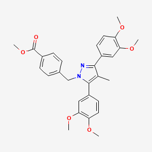 molecular formula C29H30N2O6 B10927531 methyl 4-{[3,5-bis(3,4-dimethoxyphenyl)-4-methyl-1H-pyrazol-1-yl]methyl}benzoate 