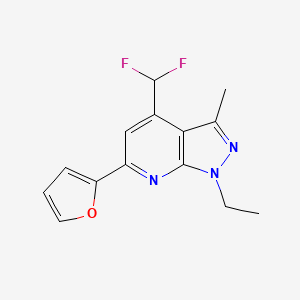 molecular formula C14H13F2N3O B10927542 4-(difluoromethyl)-1-ethyl-6-(furan-2-yl)-3-methyl-1H-pyrazolo[3,4-b]pyridine 