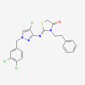 (2Z)-2-{[4-chloro-1-(3,4-dichlorobenzyl)-1H-pyrazol-3-yl]imino}-3-(2-phenylethyl)-1,3-thiazolidin-4-one