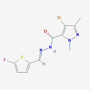 molecular formula C11H10BrFN4OS B10927594 4-Bromo-N'-((5-fluorothiophen-2-yl)methylene)-1,3-dimethyl-1H-pyrazole-5-carbohydrazide 