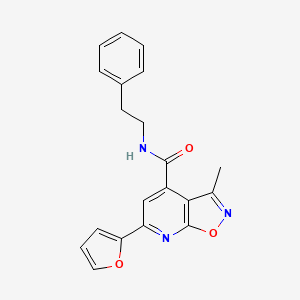 molecular formula C20H17N3O3 B10927602 6-(furan-2-yl)-3-methyl-N-(2-phenylethyl)[1,2]oxazolo[5,4-b]pyridine-4-carboxamide 