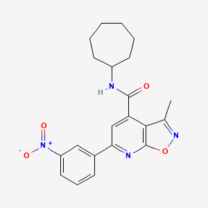 molecular formula C21H22N4O4 B10927619 N-cycloheptyl-3-methyl-6-(3-nitrophenyl)[1,2]oxazolo[5,4-b]pyridine-4-carboxamide 