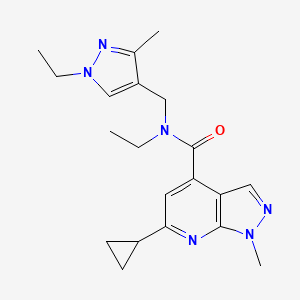 molecular formula C20H26N6O B10927625 6-cyclopropyl-N-ethyl-N-[(1-ethyl-3-methyl-1H-pyrazol-4-yl)methyl]-1-methyl-1H-pyrazolo[3,4-b]pyridine-4-carboxamide 