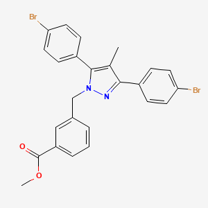 molecular formula C25H20Br2N2O2 B10927669 methyl 3-{[3,5-bis(4-bromophenyl)-4-methyl-1H-pyrazol-1-yl]methyl}benzoate 