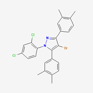 molecular formula C25H21BrCl2N2 B10927693 4-bromo-1-(2,4-dichlorophenyl)-3,5-bis(3,4-dimethylphenyl)-1H-pyrazole 