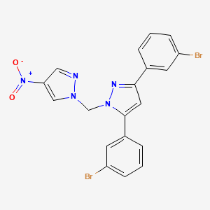 molecular formula C19H13Br2N5O2 B10927700 3,5-bis(3-bromophenyl)-1-[(4-nitro-1H-pyrazol-1-yl)methyl]-1H-pyrazole 