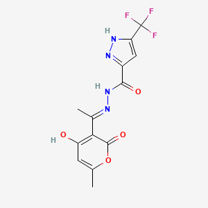 N'-{1-[6-Methyl-2,4-dioxopyran-3-ylidene]ethyl}-5-(trifluoromethyl)-2H-pyrazole-3-carbohydrazide