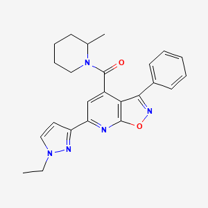 molecular formula C24H25N5O2 B10927776 [6-(1-ethyl-1H-pyrazol-3-yl)-3-phenyl[1,2]oxazolo[5,4-b]pyridin-4-yl](2-methylpiperidin-1-yl)methanone 