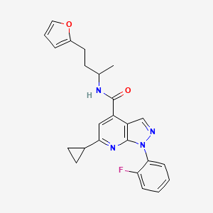 molecular formula C24H23FN4O2 B10927782 6-cyclopropyl-1-(2-fluorophenyl)-N-[4-(furan-2-yl)butan-2-yl]-1H-pyrazolo[3,4-b]pyridine-4-carboxamide 