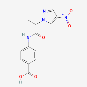 molecular formula C13H12N4O5 B10927791 4-{[2-(4-nitro-1H-pyrazol-1-yl)propanoyl]amino}benzoic acid 