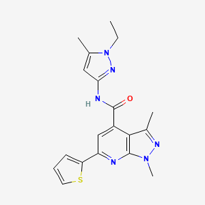 N-(1-ethyl-5-methyl-1H-pyrazol-3-yl)-1,3-dimethyl-6-(thiophen-2-yl)-1H-pyrazolo[3,4-b]pyridine-4-carboxamide