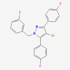 molecular formula C22H14BrF3N2 B10927801 4-bromo-1-(3-fluorobenzyl)-3,5-bis(4-fluorophenyl)-1H-pyrazole 