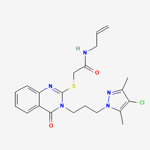 2-({3-[3-(4-chloro-3,5-dimethyl-1H-pyrazol-1-yl)propyl]-4-oxo-3,4-dihydroquinazolin-2-yl}sulfanyl)-N-(prop-2-en-1-yl)acetamide