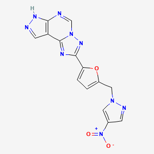 2-{5-[(4-nitro-1H-pyrazol-1-yl)methyl]furan-2-yl}-7H-pyrazolo[4,3-e][1,2,4]triazolo[1,5-c]pyrimidine