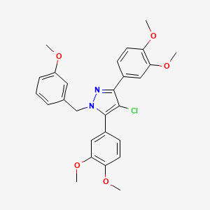 molecular formula C27H27ClN2O5 B10927877 4-chloro-3,5-bis(3,4-dimethoxyphenyl)-1-(3-methoxybenzyl)-1H-pyrazole 