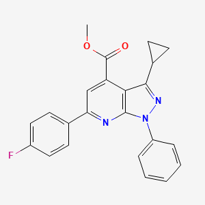 molecular formula C23H18FN3O2 B10927935 methyl 3-cyclopropyl-6-(4-fluorophenyl)-1-phenyl-1H-pyrazolo[3,4-b]pyridine-4-carboxylate 