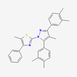 molecular formula C30H29N3S B10927983 2-[3,5-bis(3,4-dimethylphenyl)-4-methyl-1H-pyrazol-1-yl]-5-methyl-4-phenyl-1,3-thiazole 