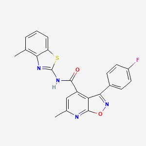 molecular formula C22H15FN4O2S B10927997 3-(4-fluorophenyl)-6-methyl-N-(4-methyl-1,3-benzothiazol-2-yl)[1,2]oxazolo[5,4-b]pyridine-4-carboxamide 