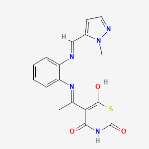 4-hydroxy-5-[(1E)-N-(2-{[(Z)-(1-methyl-1H-pyrazol-5-yl)methylidene]amino}phenyl)ethanimidoyl]-2H-1,3-thiazine-2,6(3H)-dione