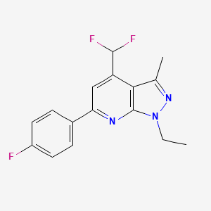 molecular formula C16H14F3N3 B10928065 4-(difluoromethyl)-1-ethyl-6-(4-fluorophenyl)-3-methyl-1H-pyrazolo[3,4-b]pyridine 