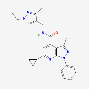 molecular formula C24H26N6O B10928070 6-cyclopropyl-N-[(1-ethyl-3-methyl-1H-pyrazol-4-yl)methyl]-3-methyl-1-phenyl-1H-pyrazolo[3,4-b]pyridine-4-carboxamide 