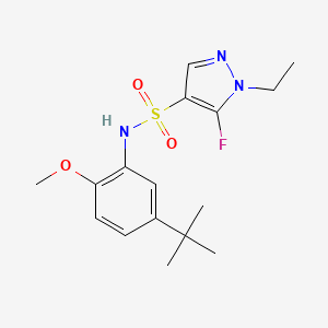 molecular formula C16H22FN3O3S B10928076 N-(5-(tert-Butyl)-2-methoxyphenyl)-1-ethyl-5-fluoro-1H-pyrazole-4-sulfonamide 