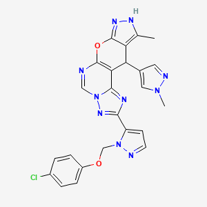 4-[2-[(4-chlorophenoxy)methyl]pyrazol-3-yl]-14-methyl-16-(1-methylpyrazol-4-yl)-10-oxa-3,5,6,8,12,13-hexazatetracyclo[7.7.0.02,6.011,15]hexadeca-1(9),2,4,7,11,14-hexaene