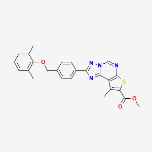 molecular formula C25H22N4O3S B10928096 Methyl 2-{4-[(2,6-dimethylphenoxy)methyl]phenyl}-9-methylthieno[3,2-e][1,2,4]triazolo[1,5-c]pyrimidine-8-carboxylate 