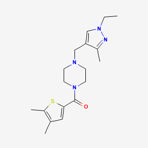 molecular formula C18H26N4OS B10928110 (4,5-dimethylthiophen-2-yl){4-[(1-ethyl-3-methyl-1H-pyrazol-4-yl)methyl]piperazin-1-yl}methanone 