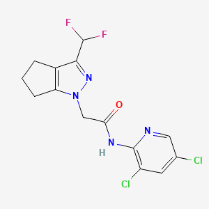 molecular formula C14H12Cl2F2N4O B10928120 N-(3,5-dichloropyridin-2-yl)-2-[3-(difluoromethyl)-5,6-dihydrocyclopenta[c]pyrazol-1(4H)-yl]acetamide 