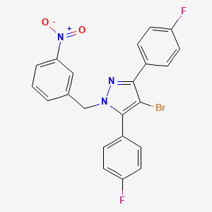 molecular formula C22H14BrF2N3O2 B10928126 4-bromo-3,5-bis(4-fluorophenyl)-1-(3-nitrobenzyl)-1H-pyrazole 