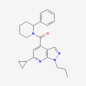 molecular formula C24H28N4O B10928132 (6-cyclopropyl-1-propyl-1H-pyrazolo[3,4-b]pyridin-4-yl)(2-phenylpiperidin-1-yl)methanone 