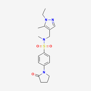 molecular formula C18H24N4O3S B10928147 N-[(1-ethyl-5-methyl-1H-pyrazol-4-yl)methyl]-N-methyl-4-(2-oxopyrrolidin-1-yl)benzenesulfonamide 