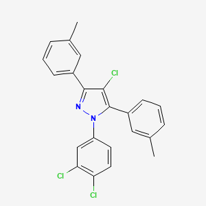 molecular formula C23H17Cl3N2 B10928168 4-chloro-1-(3,4-dichlorophenyl)-3,5-bis(3-methylphenyl)-1H-pyrazole 