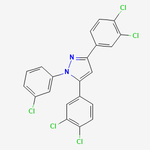 molecular formula C21H11Cl5N2 B10928173 1-(3-chlorophenyl)-3,5-bis(3,4-dichlorophenyl)-1H-pyrazole 