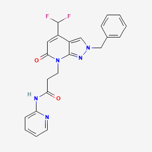 molecular formula C22H19F2N5O2 B10928174 3-[2-benzyl-4-(difluoromethyl)-6-oxo-2,6-dihydro-7H-pyrazolo[3,4-b]pyridin-7-yl]-N-(pyridin-2-yl)propanamide 