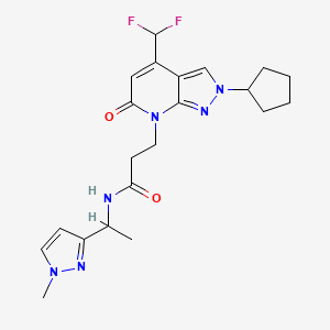 3-[2-cyclopentyl-4-(difluoromethyl)-6-oxo-2,6-dihydro-7H-pyrazolo[3,4-b]pyridin-7-yl]-N-[1-(1-methyl-1H-pyrazol-3-yl)ethyl]propanamide