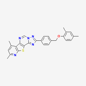 4-[4-[(2,4-dimethylphenoxy)methyl]phenyl]-11,13-dimethyl-16-thia-3,5,6,8,14-pentazatetracyclo[7.7.0.02,6.010,15]hexadeca-1(9),2,4,7,10(15),11,13-heptaene