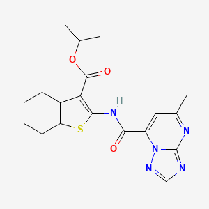 molecular formula C19H21N5O3S B10928241 Propan-2-yl 2-{[(5-methyl[1,2,4]triazolo[1,5-a]pyrimidin-7-yl)carbonyl]amino}-4,5,6,7-tetrahydro-1-benzothiophene-3-carboxylate 