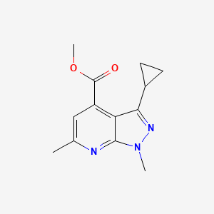 molecular formula C13H15N3O2 B10928254 methyl 3-cyclopropyl-1,6-dimethyl-1H-pyrazolo[3,4-b]pyridine-4-carboxylate 