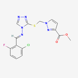 methyl 1-{[(4-{[(E)-(2-chloro-6-fluorophenyl)methylidene]amino}-4H-1,2,4-triazol-3-yl)sulfanyl]methyl}-1H-pyrazole-3-carboxylate