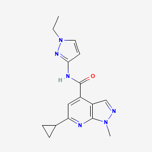 molecular formula C16H18N6O B10928286 6-cyclopropyl-N-(1-ethyl-1H-pyrazol-3-yl)-1-methyl-1H-pyrazolo[3,4-b]pyridine-4-carboxamide 