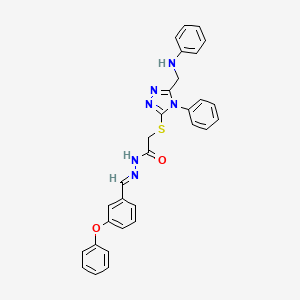 N'-[(E)-(3-phenoxyphenyl)methylidene]-2-({4-phenyl-5-[(phenylamino)methyl]-4H-1,2,4-triazol-3-yl}sulfanyl)acetohydrazide