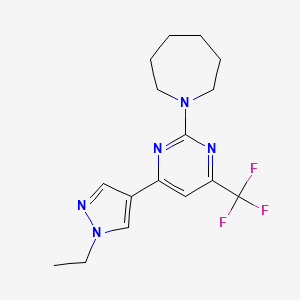 molecular formula C16H20F3N5 B10928318 1-[4-(1-ethyl-1H-pyrazol-4-yl)-6-(trifluoromethyl)pyrimidin-2-yl]azepane 