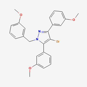 molecular formula C25H23BrN2O3 B10928339 4-bromo-1-(3-methoxybenzyl)-3,5-bis(3-methoxyphenyl)-1H-pyrazole 