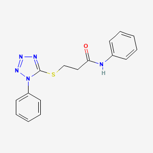 molecular formula C16H15N5OS B10928361 N-phenyl-3-[(1-phenyl-1H-tetrazol-5-yl)sulfanyl]propanamide 