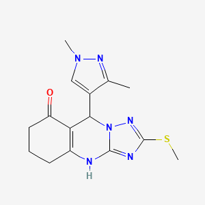 molecular formula C15H18N6OS B10928395 9-(1,3-dimethyl-1H-pyrazol-4-yl)-2-(methylsulfanyl)-5,6,7,9-tetrahydro[1,2,4]triazolo[5,1-b]quinazolin-8(4H)-one 