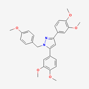 molecular formula C27H28N2O5 B10928403 3,5-bis(3,4-dimethoxyphenyl)-1-(4-methoxybenzyl)-1H-pyrazole 