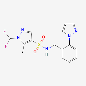 molecular formula C15H15F2N5O2S B10928423 1-(difluoromethyl)-5-methyl-N-[2-(1H-pyrazol-1-yl)benzyl]-1H-pyrazole-4-sulfonamide 